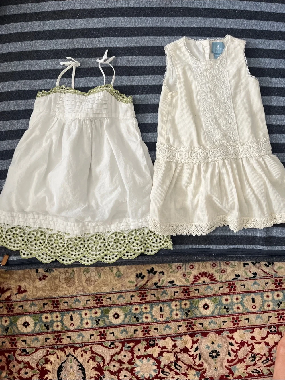 GAP Cream and White Girls Lace-Trim Summer Dresses